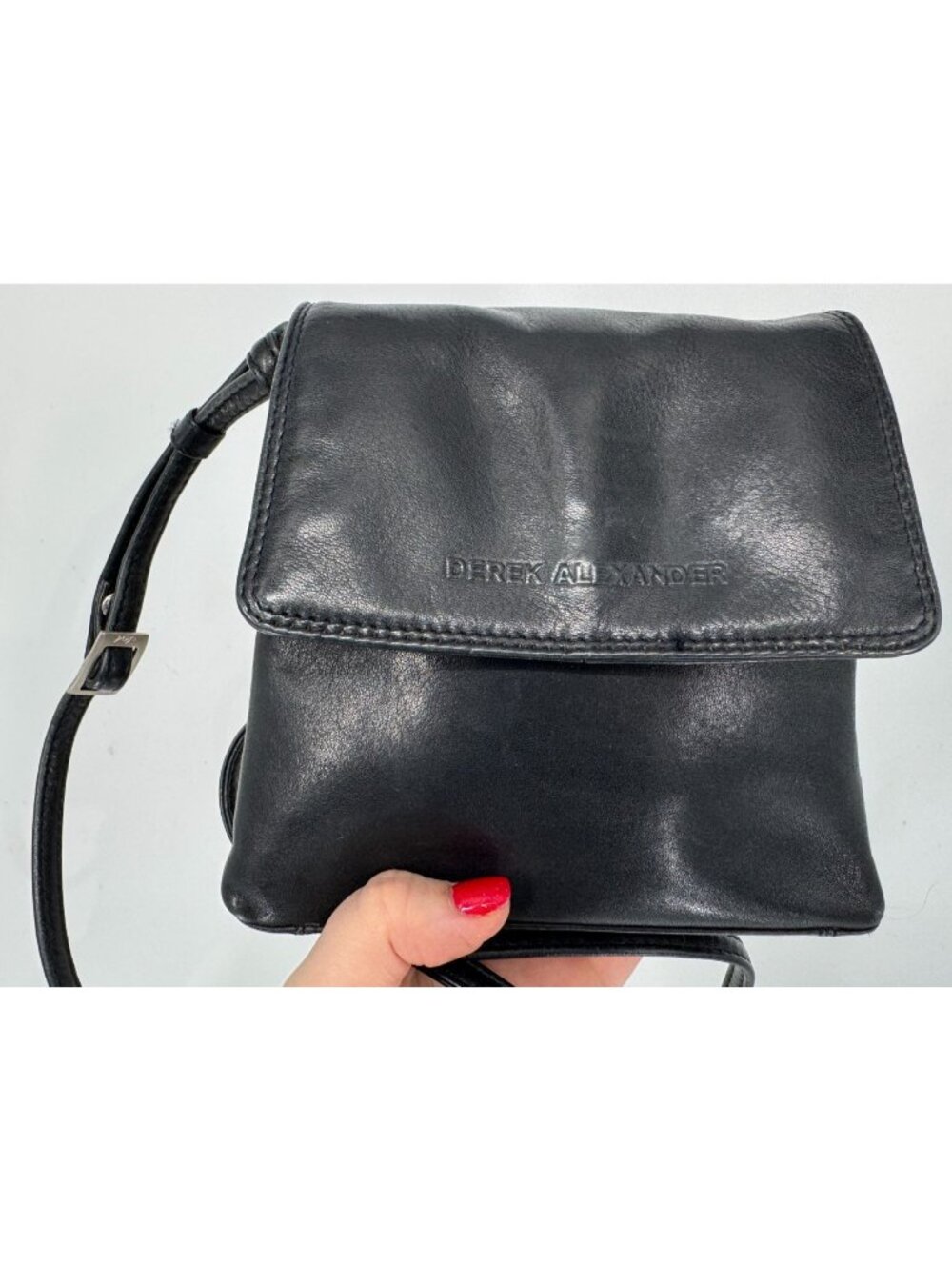 Derek Alexander Black Luxury Leather Crossbody Small Crossbody Bag Handbag Purse